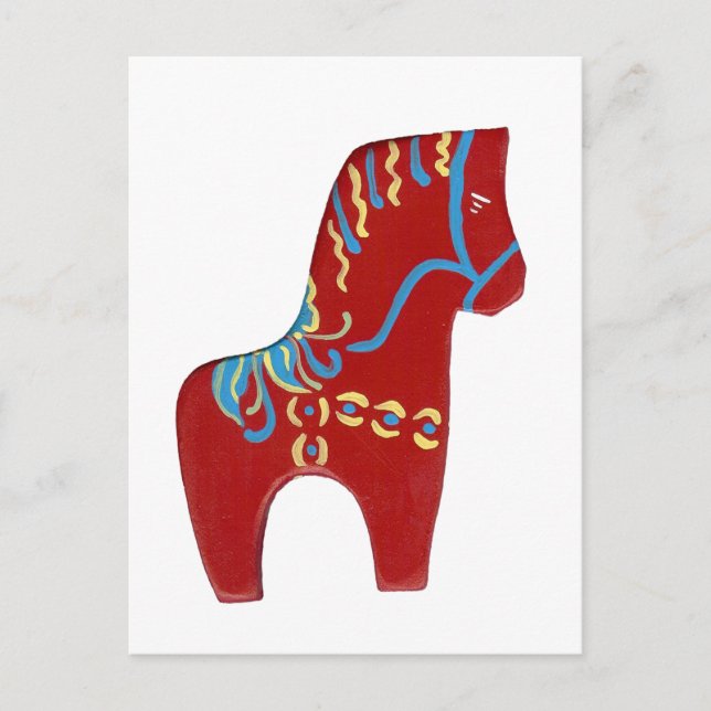 Red Dala Horse Post Card Vykort (Framsida)