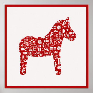 Red Dala Horse Poster
