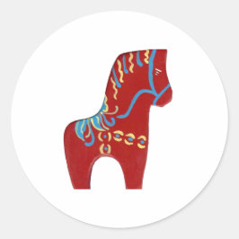 Red Dala Horse Stickers Runt Klistermärke