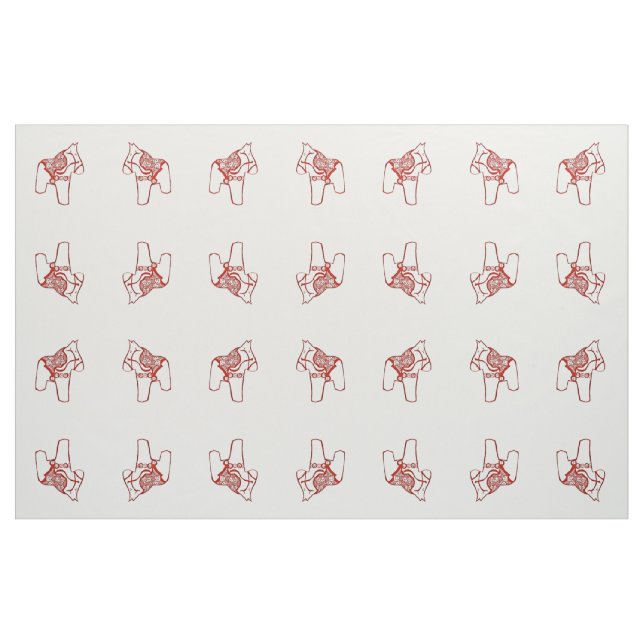 Red Dala Horse Teckning Tyg (Fat Quarter)