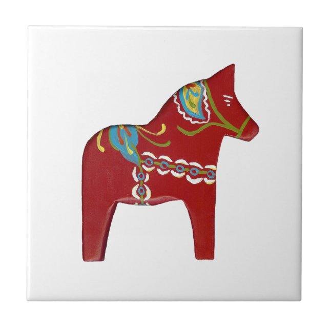 Red Dala Horse Tile Kakelplatta (Framsidan)
