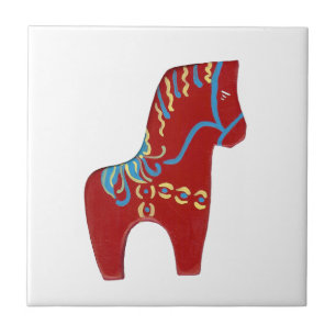 Red Dala Horse Tile Kakelplatta