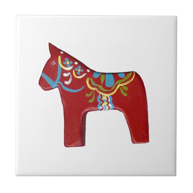Red Dala Horse Tile Kakelplatta (Framsidan)