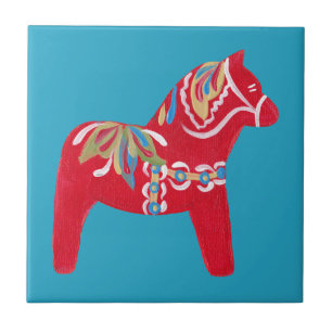 Red Dala Horse Tile Kakelplatta