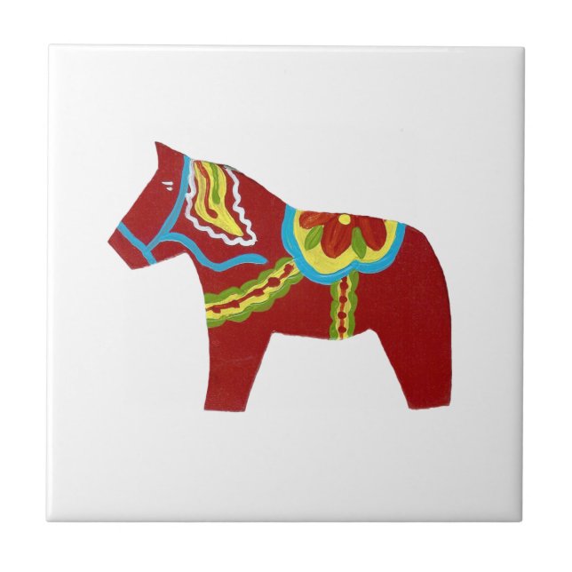 Red Dala Horse Tile Kakelplatta (Framsidan)