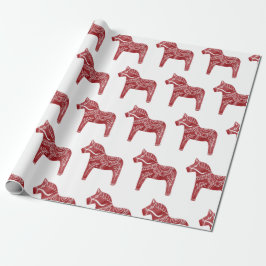 Red Dala Horse Wrapping Papper Presentpapper