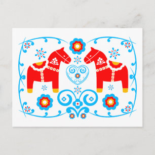 Red Dala Horses Vykort