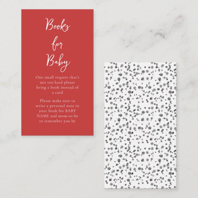 Red Dalmatian Spots Baby Shower Bok Request Tilläggskort (Fram/baksida)