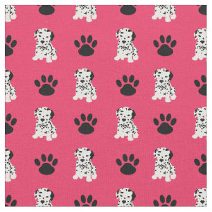 Red Dalmatien & Tass Dot Fabric Tyg