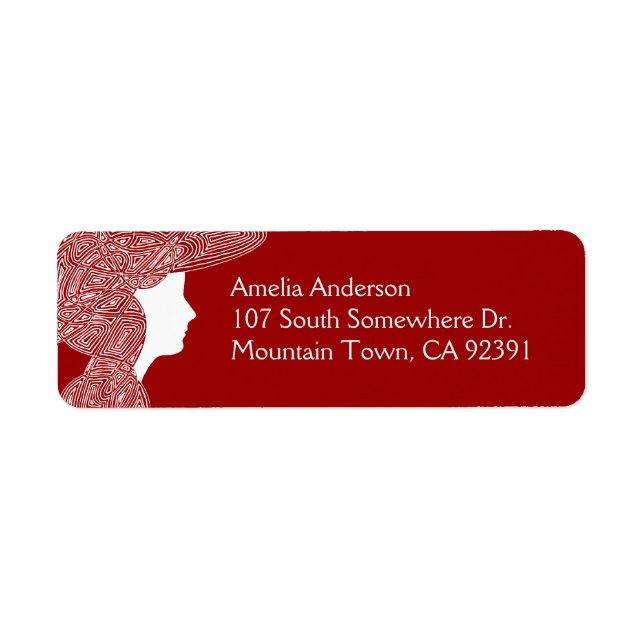 Red Dam Address Label Returadress Etikett (Framsidan)