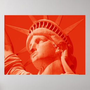 Red Dam Liberty Statue New York Poster