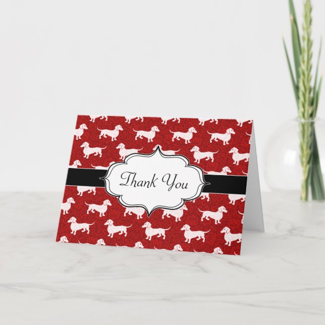 Red Damask Dachshunds Helgkort (Framsida)