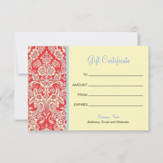 Red Damask Gift-certifikat (Framsida)