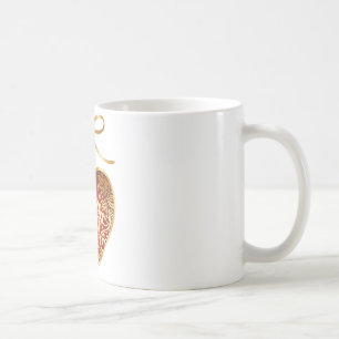 Red Damask Heart Kaffemugg