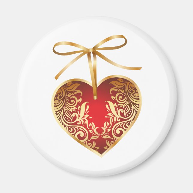 Red Damask Heart Magnet (Framsidan)