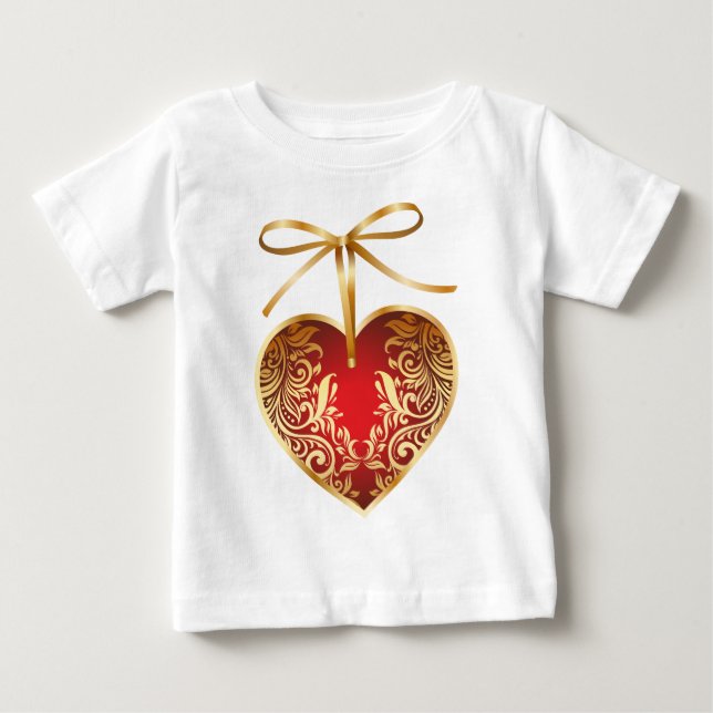 Red Damask Heart T-shirt (Framsida)