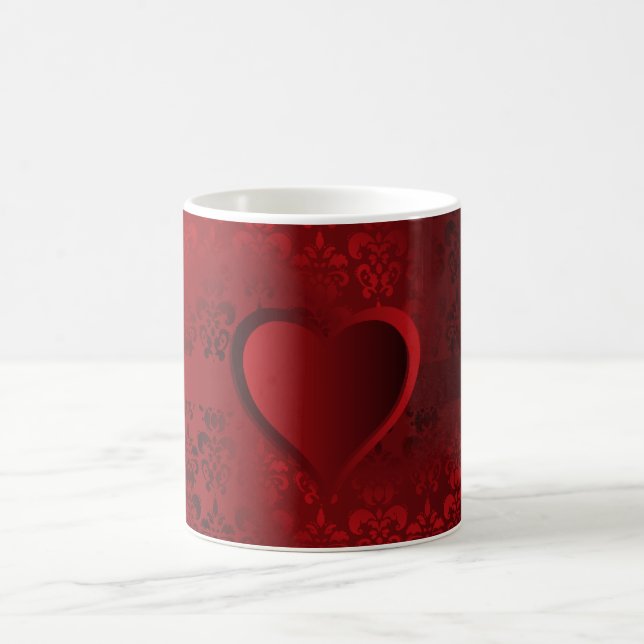 Red Damask-hjärta Kaffemugg (Center)