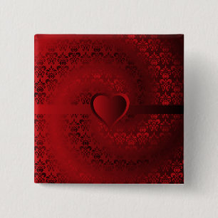 Red Damask-hjärta Knapp