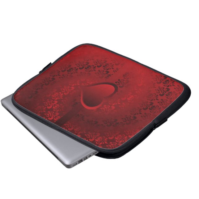 Red Damask-hjärta Laptop Fodral (Framre botten)