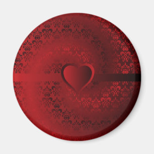 Red Damask-hjärta Magnet