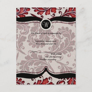 Red Damask Paisley Bröllop OSA Kort