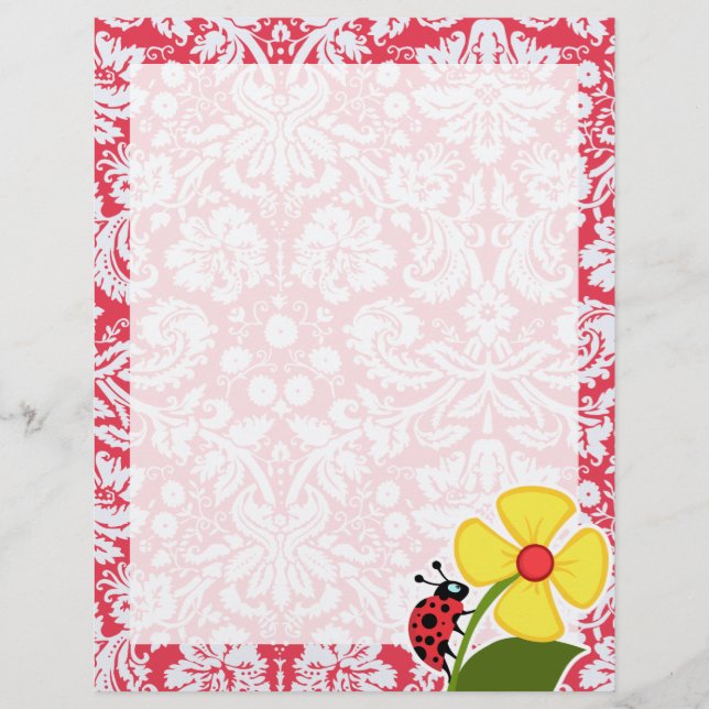 Red Damask Pattern; Ladybug (Framsida)