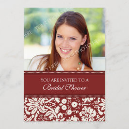 Red Damask Photo Inbjudningskort för möhippan Card