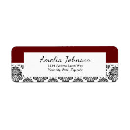 Red, Damask return address Label MAKE IN ANY FÄRG Returadress Etikett