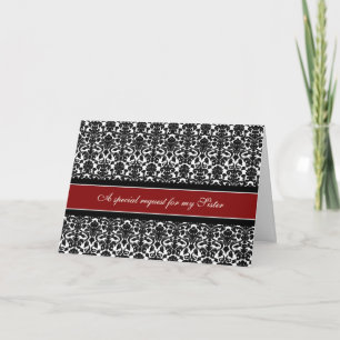 Red Damask Sister Matron of Honor-inbjudan Inbjudan