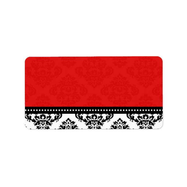 Red Damask Wedding Adressetiketters Adressetikett (Framsidan)