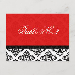 Red Damask Wedding Bordsnummer
