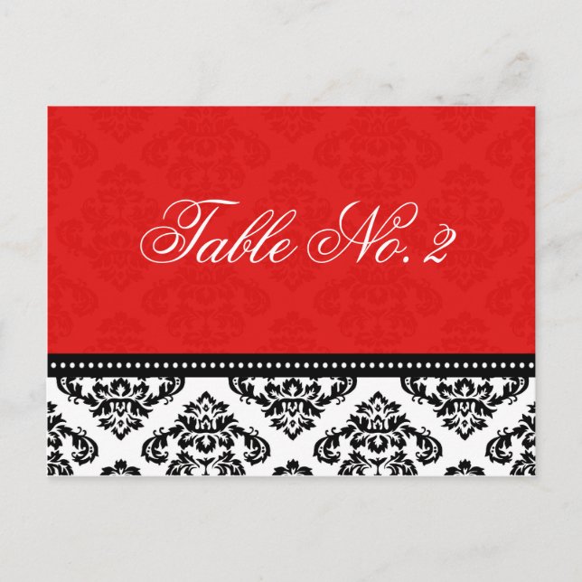 Red Damask Wedding Bordsnummer (Framsida)
