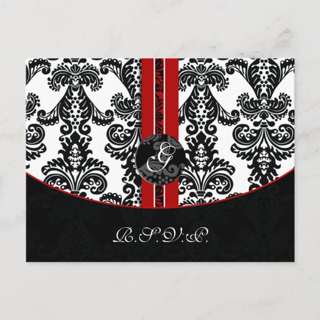Red Damask Wedding OSA kort (Framsida)