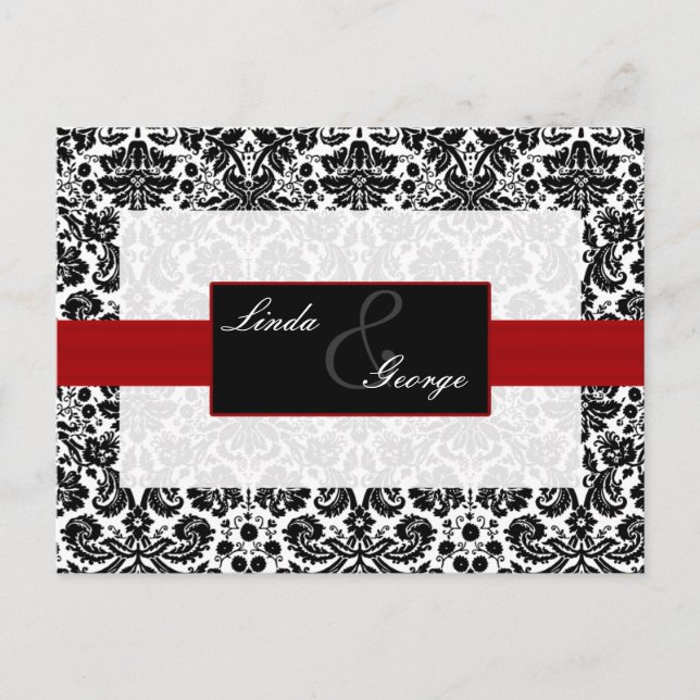 Red Damask Wedding OSA kort (Framsida)