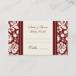 Red Damask Wedof Bord Ställe Stationskort Placeringskort