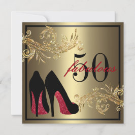 Red Dancing Shoes - Fabulous 50 Birthday Inbjudningar