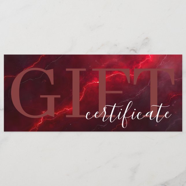 Red Dark Chic Bold Elegant Luxury Gift Certificate Spara Datumet (Framsida)