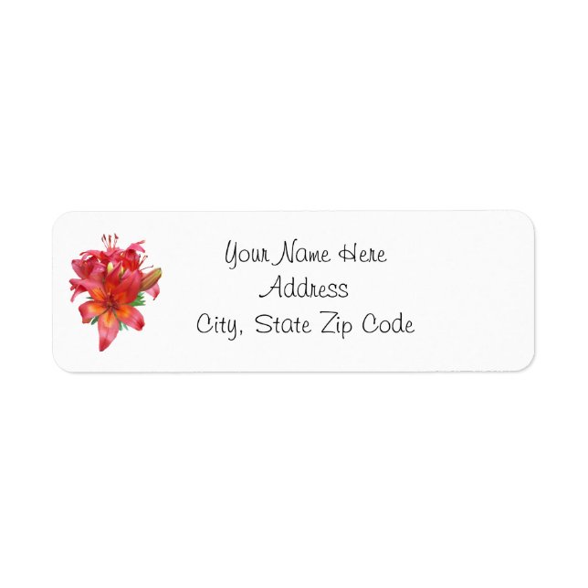 Red Day Lilies Returetiketter Returadress Etikett (Framsidan)