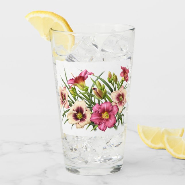 Red Daylilies Blommigt Glaskopp (Framsida Ice)