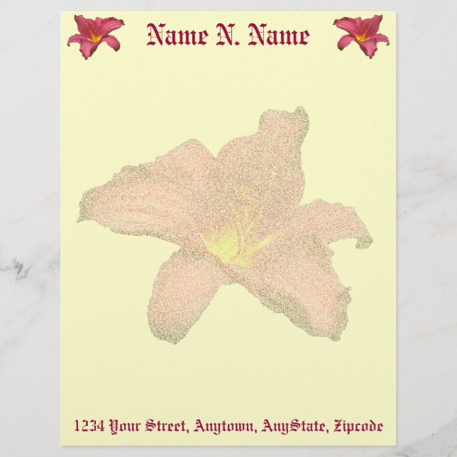 Red Daylily Coordinating Items Letterhead Brevhuvud (Framsida)