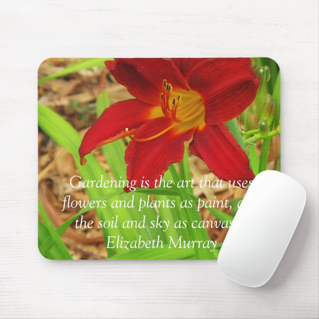 Red DayLily Mousepad Musmatta (Med mus)