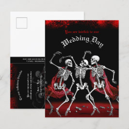 Red Death Dancing Skeletons Gothic Bröllop Inbjudan Vykort