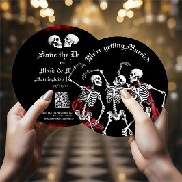 Red Death Dancing Skeletons Gothic Bröllop Julkort