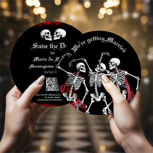 Red Death Dancing Skeletons Gothic Bröllop Julkort