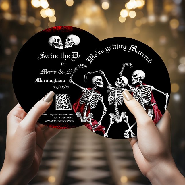 Red Death Dancing Skeletons Gothic Bröllop Julkort (Skapare uppladdad)