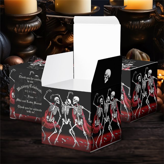 Red Death Dancing Skeletons Gothic Bröllop Presentaskar (Skapare uppladdad)