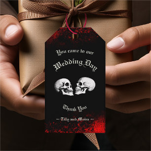 Red Death Dancing Skeletons Gothic Bröllop Presentetikett