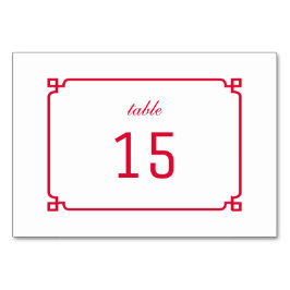 Red Deco Chic Bord Card Bordsnummer