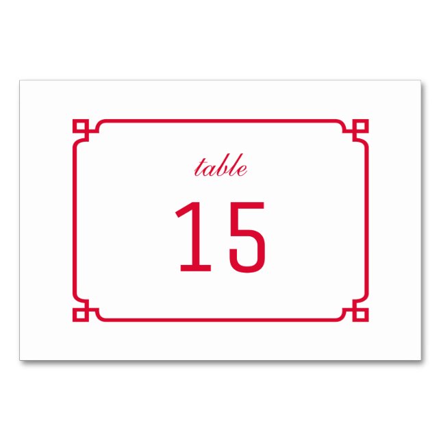 Red Deco Chic Bord Card Bordsnummer (Framsidan)