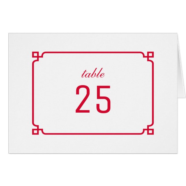 Red Deco-Chic, Bordsnummer Hälsningskort (Framsidan Horizontal)